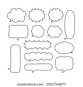 Hand drawn doodle style speech bubble illustration. A simple speech bubble drawn only with lines.