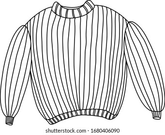 hand drawn Doodle style sweater isolated on a white background.Doodle fashion design