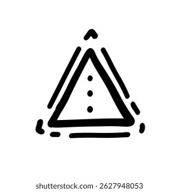 Forme triangulaire de style gribouillage dessinée à la main isolée sur fond blanc. Pour des utilisations différentes et multiples.