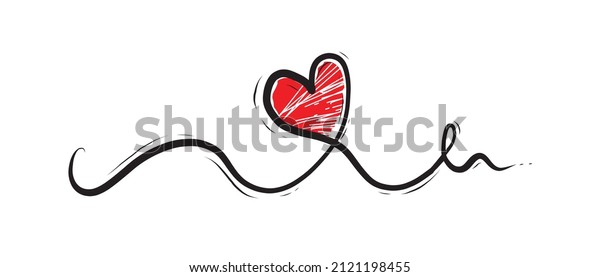Hand Drawn Doodle Style Valentine\'s Day or Love\
Concept Decorated Red Heart. Isolated Heart Line Drawing.\
Continuous Line Drawing of Heart Trendy Minimalist Illustration. H\
and drawn with thin line.