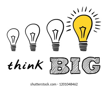 Hand drawn doodle style vector illustration representing the Think big concept