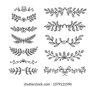 Hand drawn doodle style vector borders elements isolated on white background