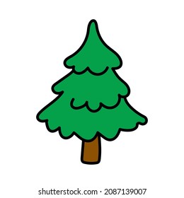 Handgezeichneter doodle-Stil, Vektorgrafik-Weihnachtsbaum einzeln auf weißem Hintergrund.