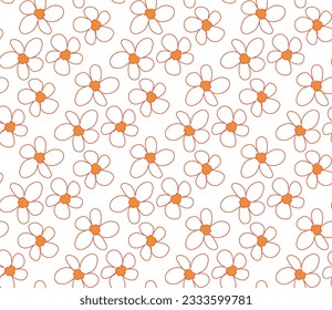 Hand Drawn Doodle Style Vector Flowers Background Seamless Vector Pattern