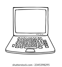 Handgezeichnet doodle Stil Vektorgrafik von Laptop-Computer. Vorderseite.