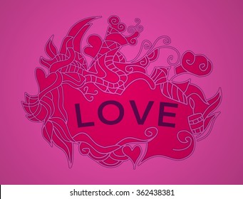 Hand drawn doodle style vector concept.St. Valentine's Day Love. Heart shape.