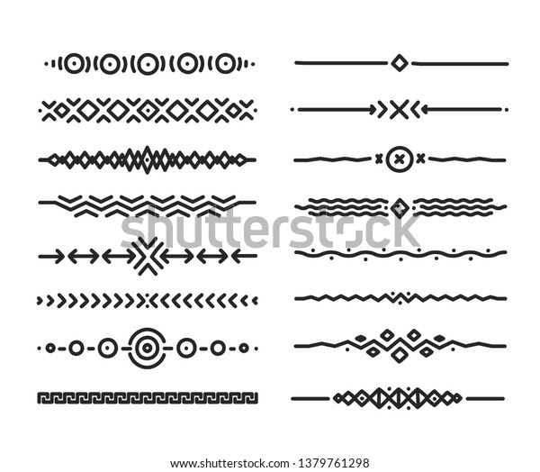 Hand drawn doodle style vector borders
elements isolated on white
background
