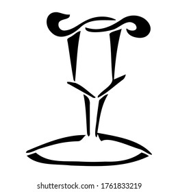 Hand drawn doodle stylized glass. Contour sketch. Vector illustration isolated on white background. Decoration element for cards, banner, posters, prints, emblems.