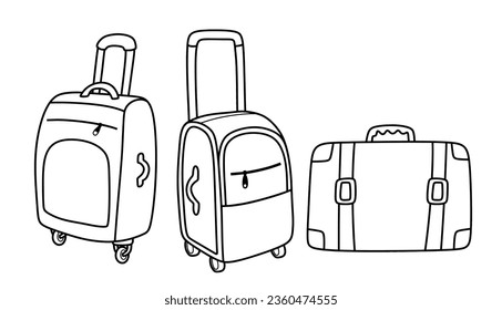 Hand drawn doodle of suitcase  isolated on white background.travel bag for travel vector hand-drawn.