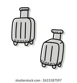 Hand drawn doodle suitcase isolated on a white background