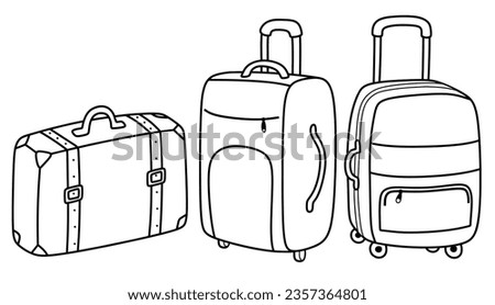 Hand drawn doodle of suitcase  isolated on white background.travel bag for travel vector hand-drawn.