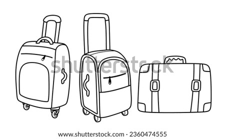 Hand drawn doodle of suitcase  isolated on white background.travel bag for travel vector hand-drawn.