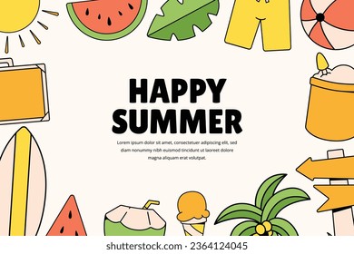 Hand Drawn Doodle Summer Background