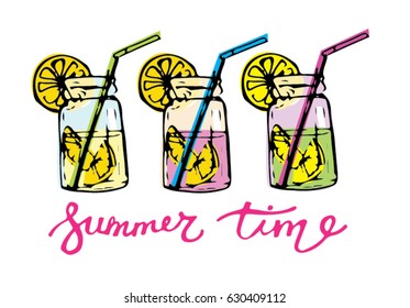Hand drawn doodle summer illustration
