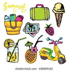 Hand drawn doodle summer illustration
