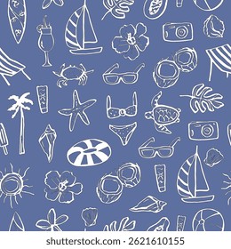Hand drawn doodle summer vacation background
