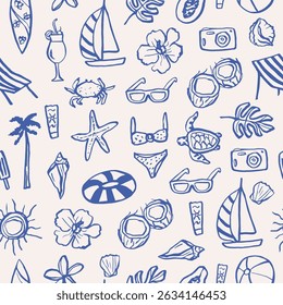 Hand drawn doodle summer vacation background