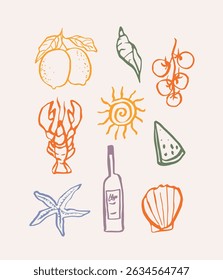 Hand drawn doodle summer vacation poster