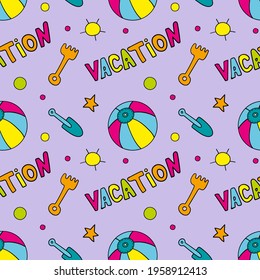 Hand drawn doodle summer vector pattern. summer background. . Vector illustration