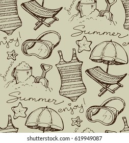 Hand drawn doodle  summer vector pattern. summer background. 