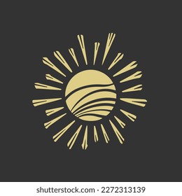 Hand drawn doodle sun. Design element. vector illustration.