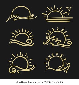 Hand drawn doodle sun. Design element. vector illustration.