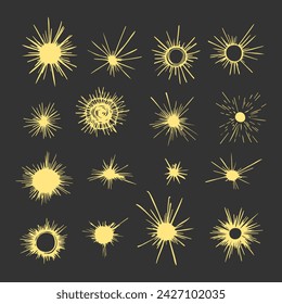 Dibujado a mano garabato sol. Elemento de diseño. ilustración vectorial.