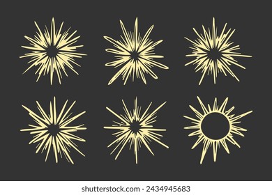 Hand drawn doodle sun. Design element. vector illustration.