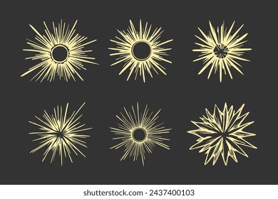 Hand drawn doodle sun. Design element. vector illustration.