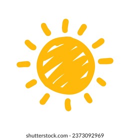 Hand Drawn doodle Sun icon sign ink sketch style element Decoration Cartoon children's style design can use for kids clothes apparel, poster web banner