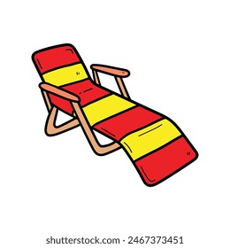 Hand drawn doodle sun lounger isolated on white background. Vector illustration.