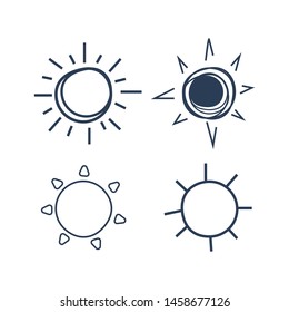 Hand drawn doodle sun symbols vector logo set image design