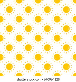 Hand drawn doodle Sun Vector Seamless pattern. Background for kids