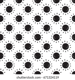 Hand drawn doodle Sun Vector Seamless pattern. Background for kids