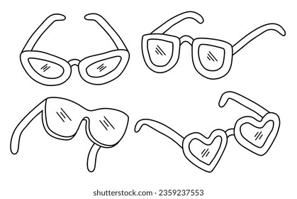 Hand drawn doodle of sunglasses isolated on white background. vector illustration