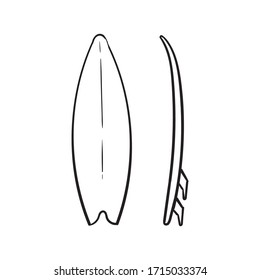 hand drawn doodle surfboard illustration with cartoon style vector