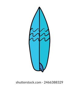 Dibujado a mano doodle tabla de surf aislado sobre fondo blanco. Ilustración vectorial.