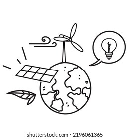 hand drawn doodle sustainable energy illustration vector isolated