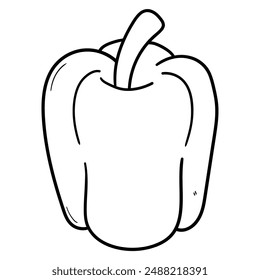 Hand drawn doodle sweet bell pepper isolated on white background. Vector illustration.