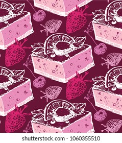 Hand drawn doodle sweet dessert pattern background