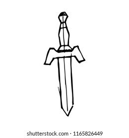 Hand drawn doodle of sword.Perfect for invitation, greeting card, coloring book, textile print.