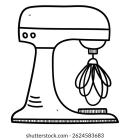 Handgezeichneter Doodle-Tischfuttermischer einzeln auf weißem Hintergrund. Vektorgrafik.