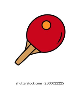 Hand Drawn Doodle Table Tennis Bat Illustration. Colorful Racket Sticker Clip Art Icon Isolated on White Background Vector EPS 10