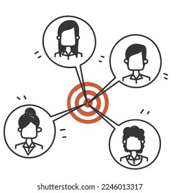 hand drawn doodle Target customer concept arrow illustration vector