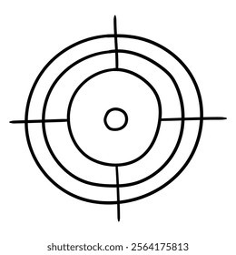 Hand drawn doodle target isolated on a white background. Vector illustration.