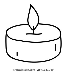 Hand drawn doodle tea light candle isolated on white background	
