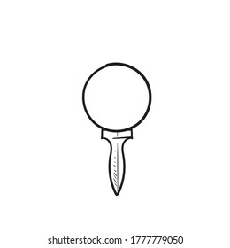 hand drawn doodle tee golf and ball illustration icon with line art style vector
