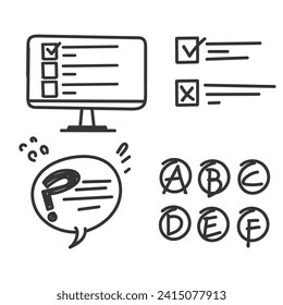 icono de puntuación de prueba de doodle dibujado a mano