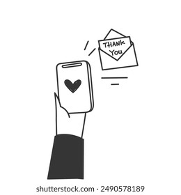 hand drawn doodle thank you email letter illustration