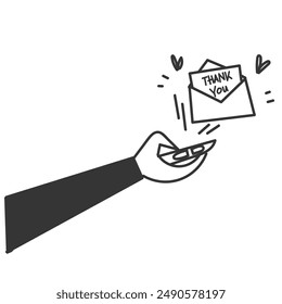 hand drawn doodle thank you email letter illustration